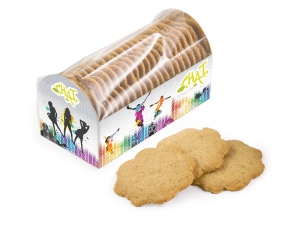 Zázvorové sušenky v reklamní krabičce