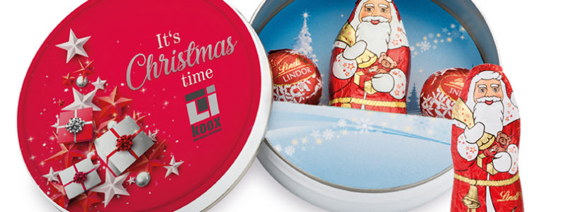 Vánoční Tin krabička s čokoládovými kouličkami Lindt